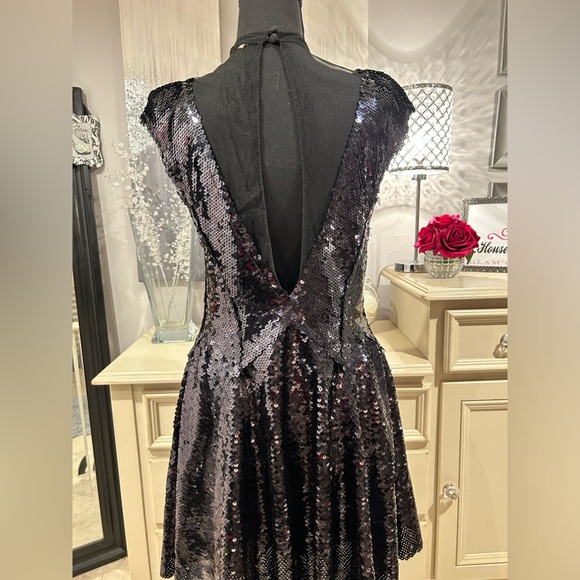 Little Black Sequined Skater Dress - Picture 1 of 2